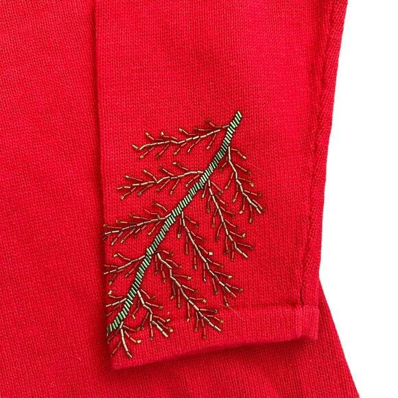 Storybook Knits Cardigan Sweater Red Holiday Christmas Beads Tree Size 2X - Picture 4 of 11